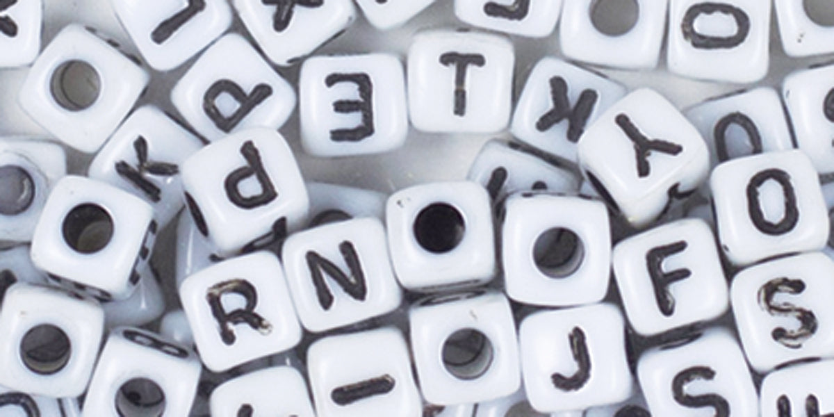 Cousin Fun Pack Acrylic Alphabet Beads - Square White 85/Pkg