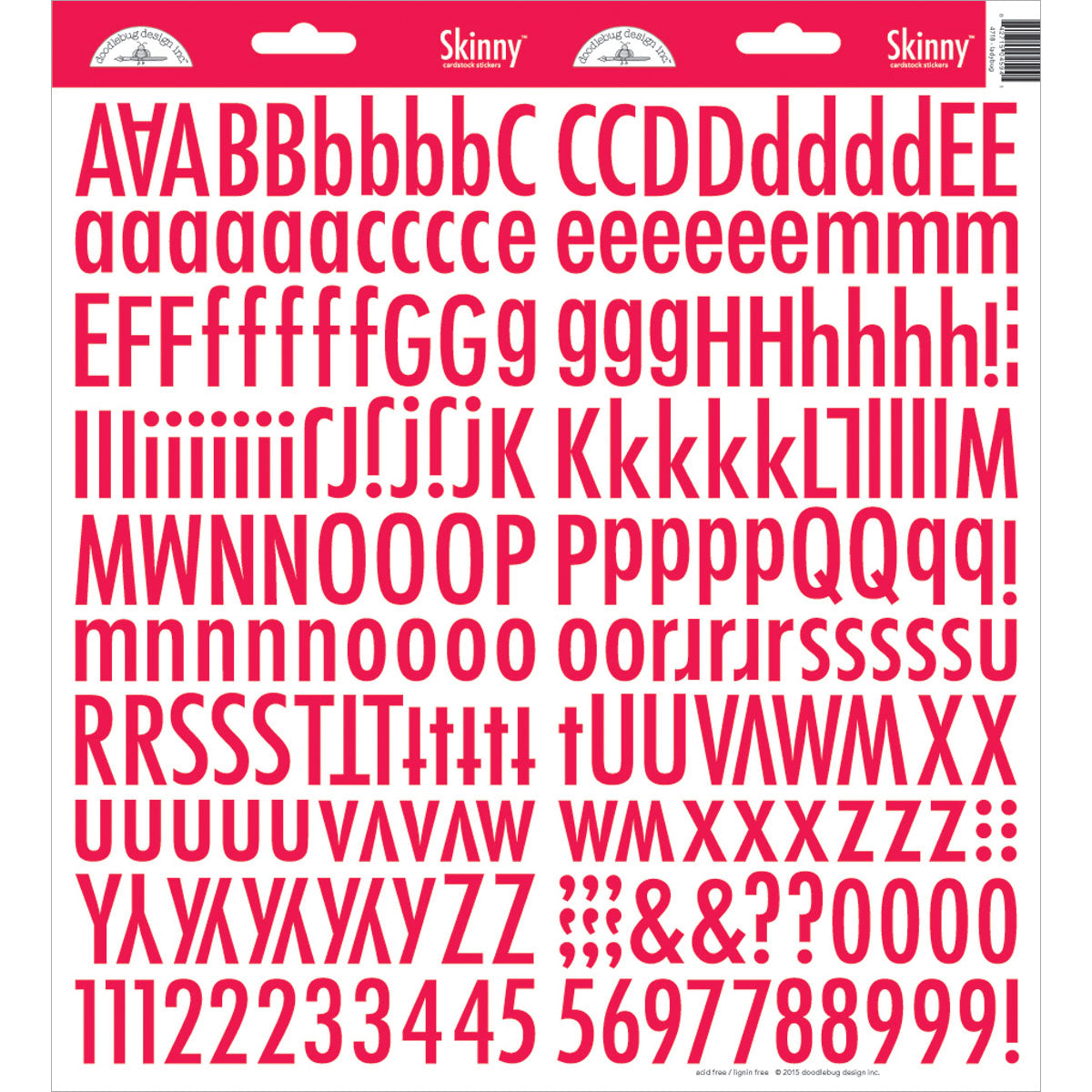 Doodlebug Skinny Cardstock Alpha Stickers 6"x13" 2/Pkg - Ladybug
