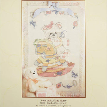 Candamar Bear on Rocking Horse Afghan Cross Stitch Kit - 50695