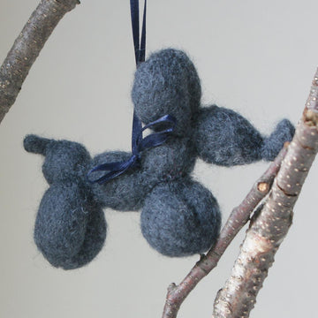 Knit Balloon-Dog Wool Felt Toy Ornament (3.5")