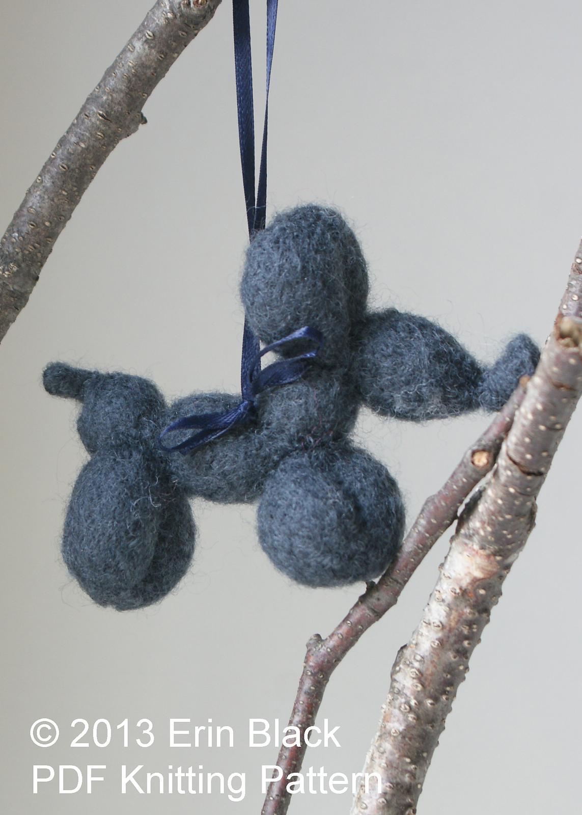 Knit Balloon-Dog Wool Felt Toy Ornament (3.5")