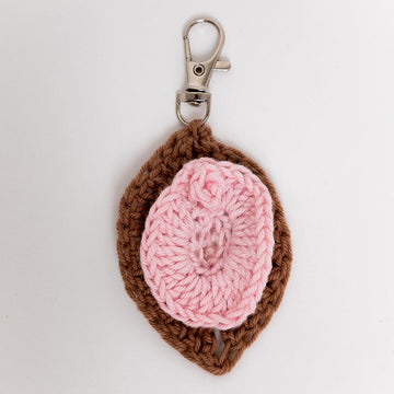 Made with Love,  Sex Education Vulva Keyring - Crochet Pattern in Paintbox Yarns Cotton DK