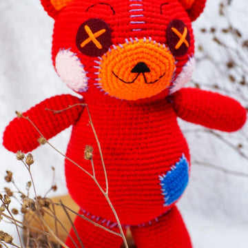 Cocomelon Red Teddy Bear crochet doll amigurumi pattern