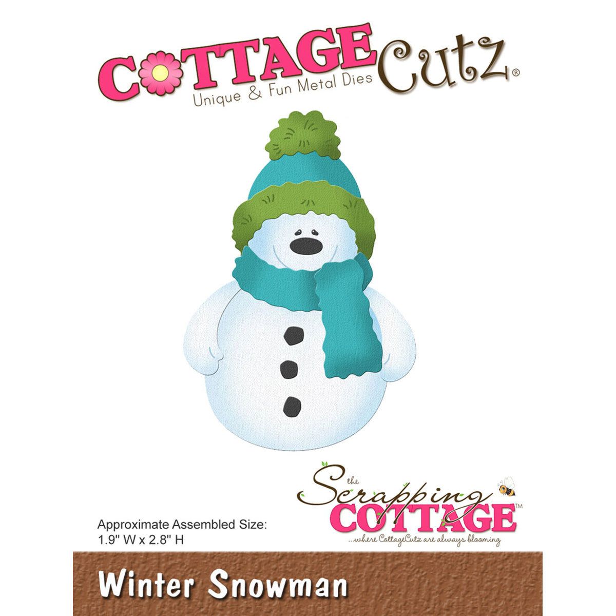 CottageCutz Dies - Winter Snowman, 1.9"X2.8"