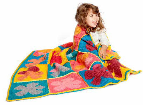 Pop Art Flowers Crochet Blanket in Bernat Super Value & Pop! - Downloadable PDF