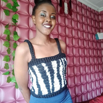 Zebra print crochet top-Animal print crochet top