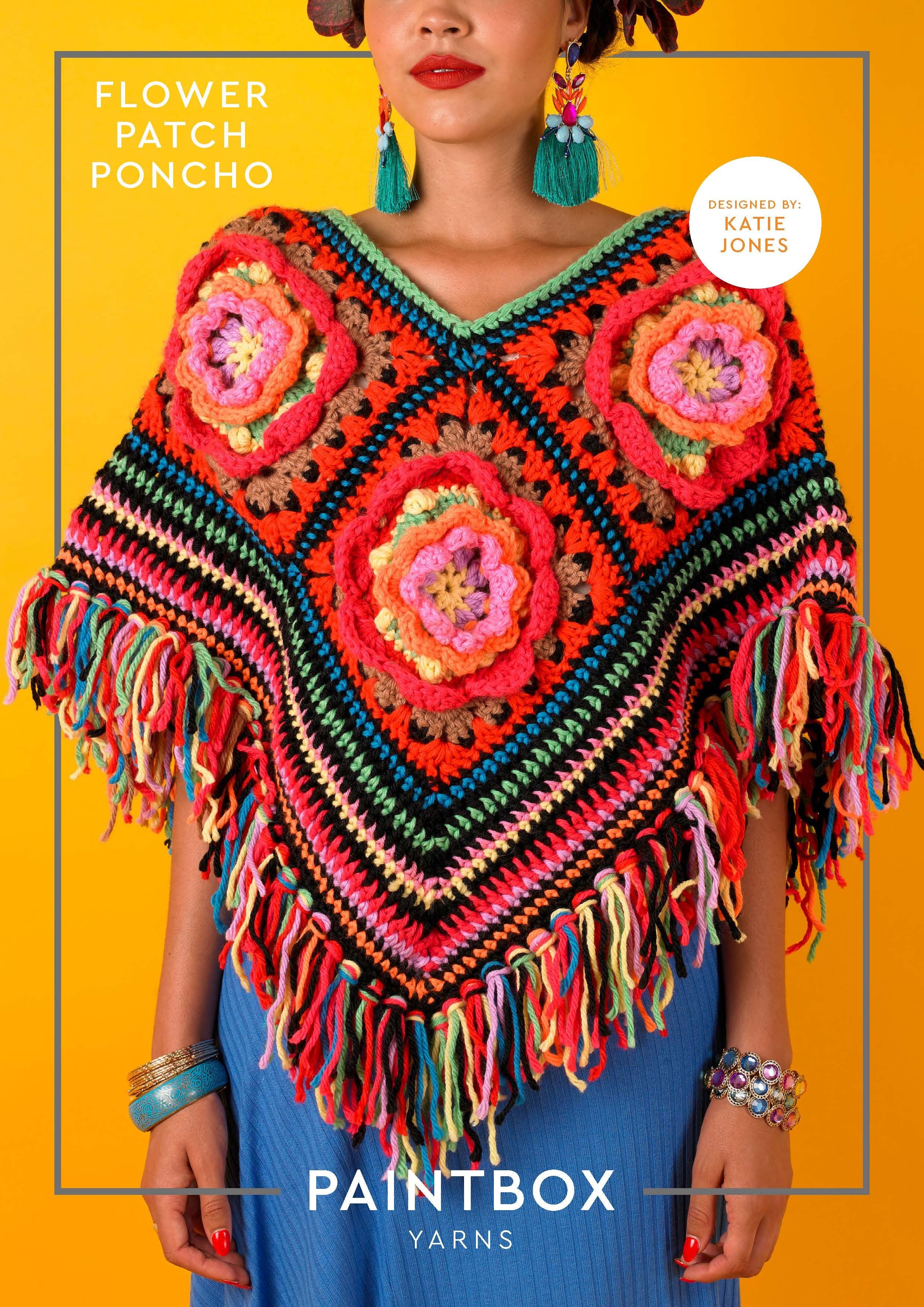 Flower Patch Poncho - Free Crochet Pattern in Paintbox Yarns Wool Mix Chunky