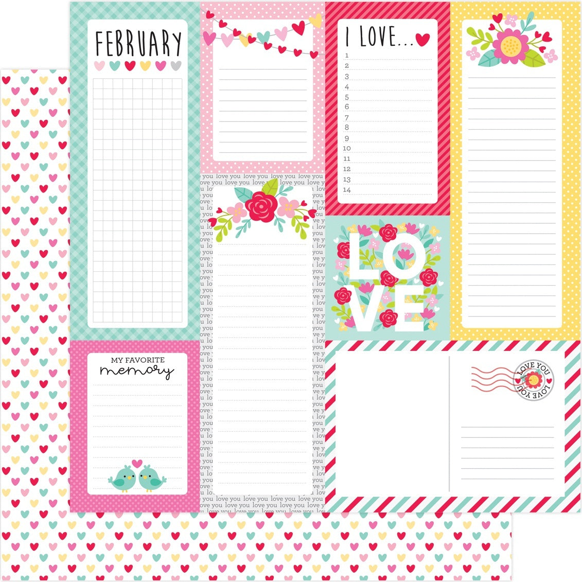 Doodlebug Love Notes Double-Sided Cardstock 12"X12" 25/Pkg - Conversation Hearts