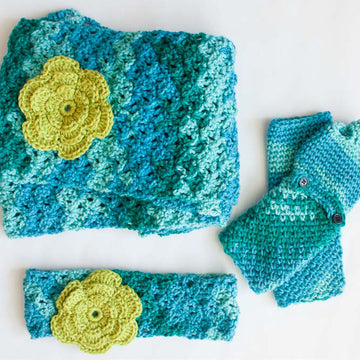 Cozy Posy Fingerless Gloves in Caron Simply Soft Ombre - Downloadable PDF