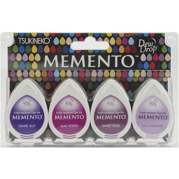 Imagine Memento Dew Drop Dye Ink Pads 4/Pkg - Juicy Purples