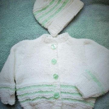Baby cardigan with matching Beanie hat