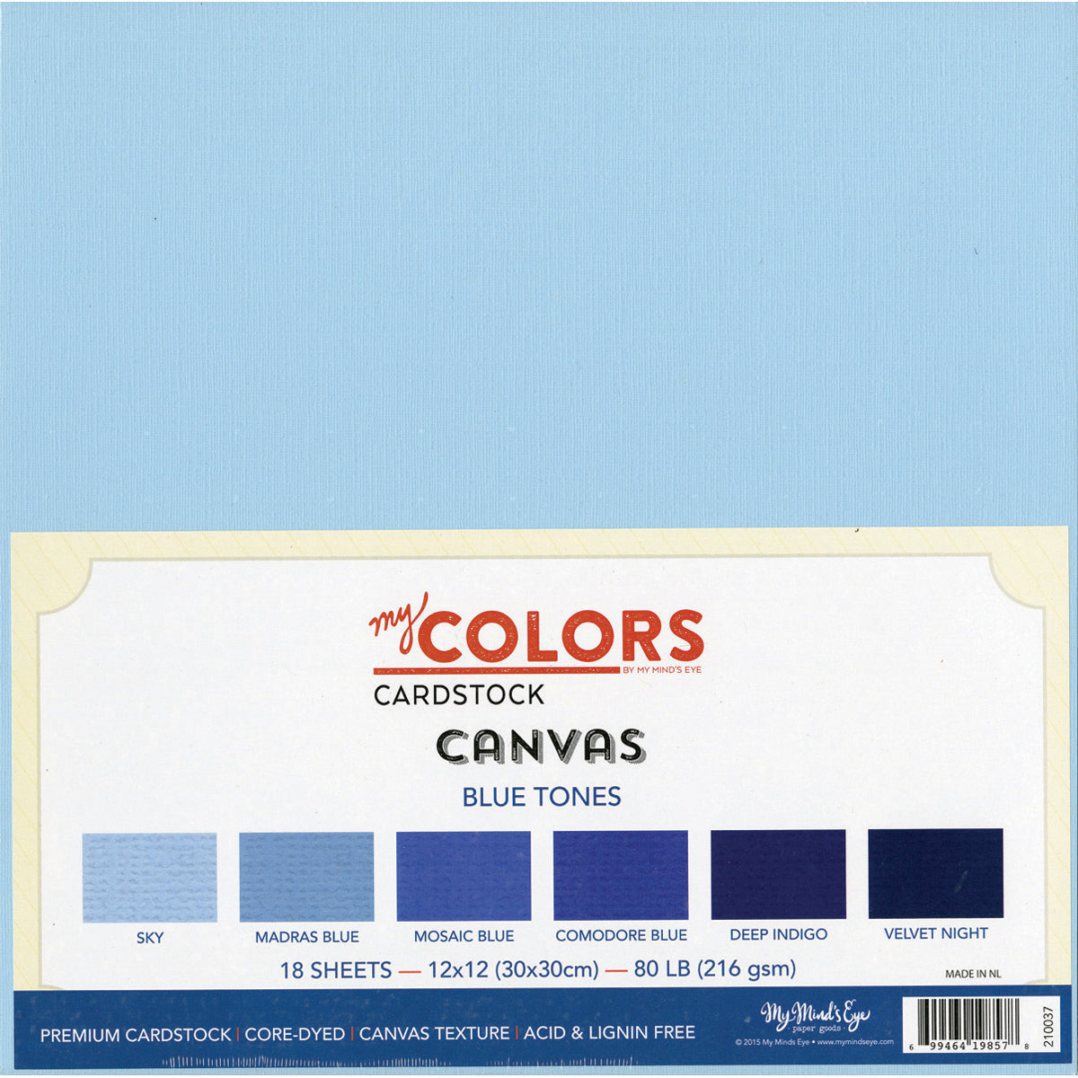 My Colors Canvas Cardstock Bundle 12"X12" 18/Pkg - Blue Tones