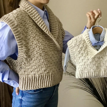 Harmony Basketweave Shawl Collar Vest N 634