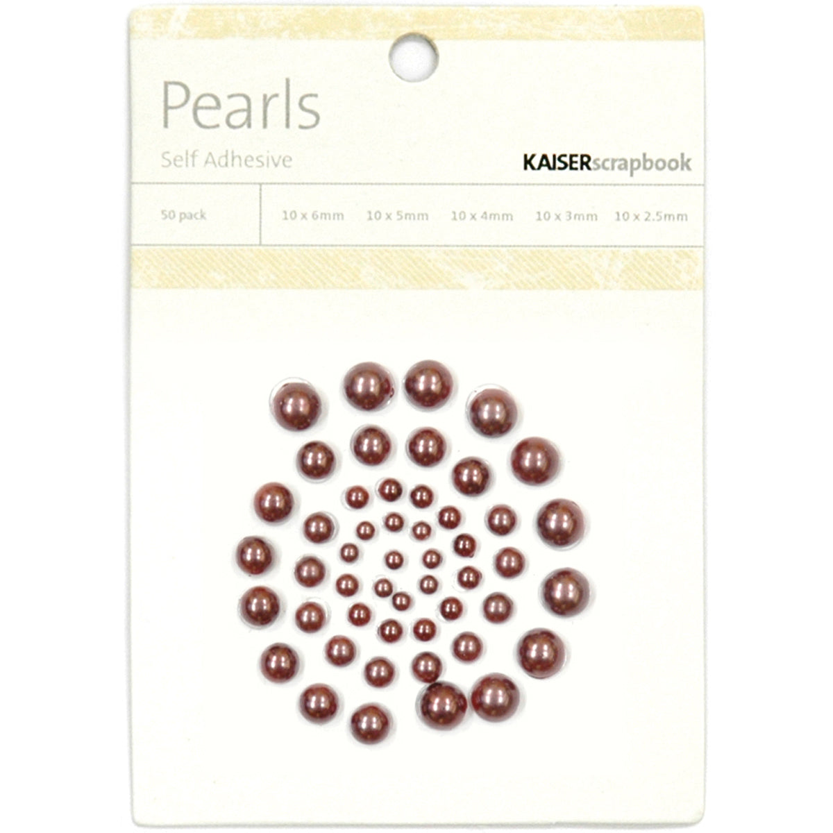 Kaisercraft Adhesive Pearls 50/Pkg - Chocolate