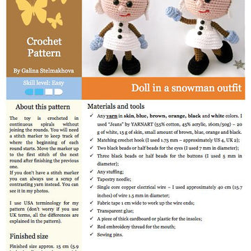 Girl doll in a Snowman outfit