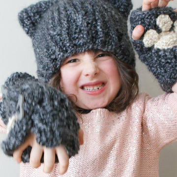 Chunky Kitty Hat and Arm Warmers (Hat006)