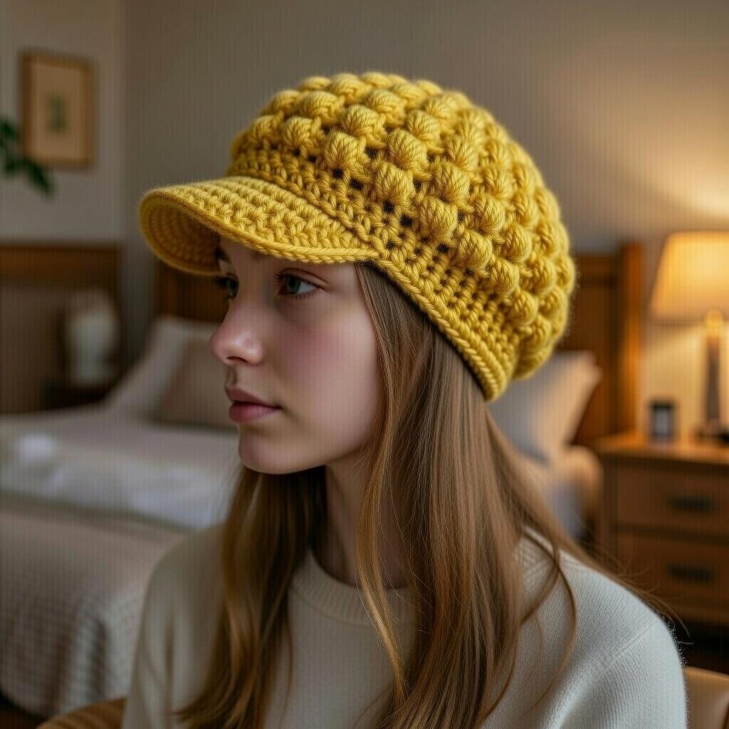 Crochet Beanie Hat Pattern + Video – Popcorn Stitch Bonnet PDF + Video Tutorial