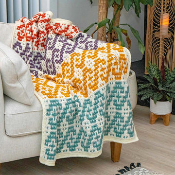 Waves Mosaic Crochet Blanket