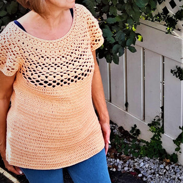 White Peach Round Yoke Tunic