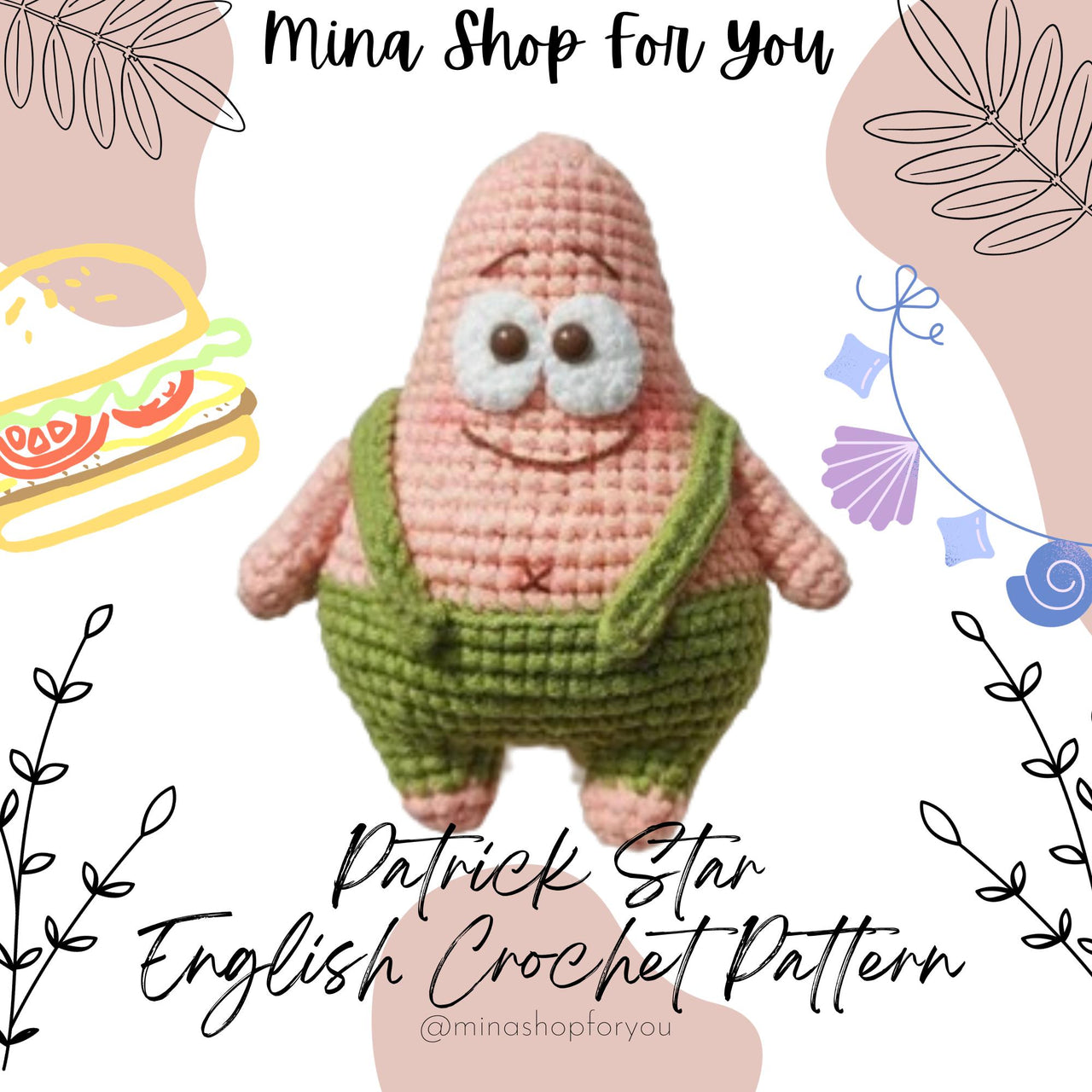 Patrick Starfish Amigurumi: 7-inch Crochet Pattern (English PDF)
