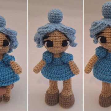 Blue Rainbow Crochet Doll 3 Levels in 1