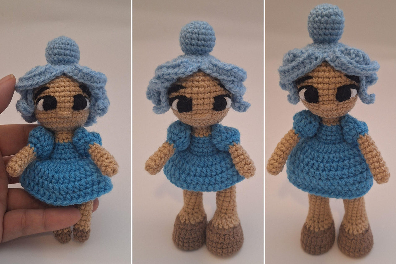 Blue Rainbow Crochet Doll 3 Levels in 1