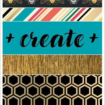 American Crafts Vicki Boutin Wildflower & Honey Washi Tape 8/Pkg - W/Gold Holographic Foil Accents
