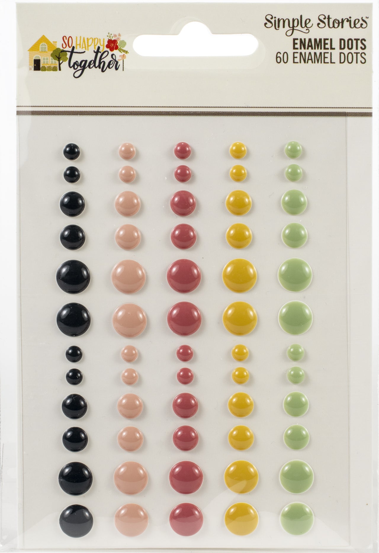Simple Stories So Happy Together Enamel Dots Embellishments 60/Pkg - 600486