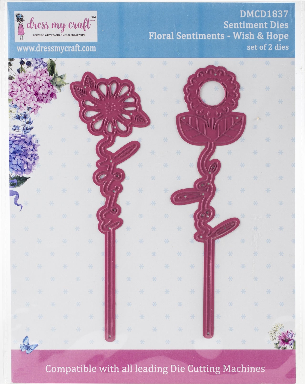 Dress My Craft Floral Sentiment Dies - Wish & Hope