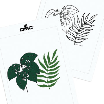 Monstera & Botanical Fern  in DMC - PAT0008 -  Downloadable PDF