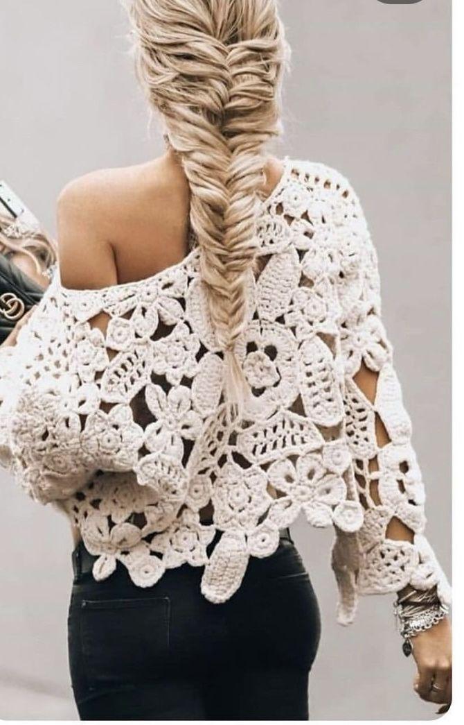 Boho Crochet Lace Oversized Sweater