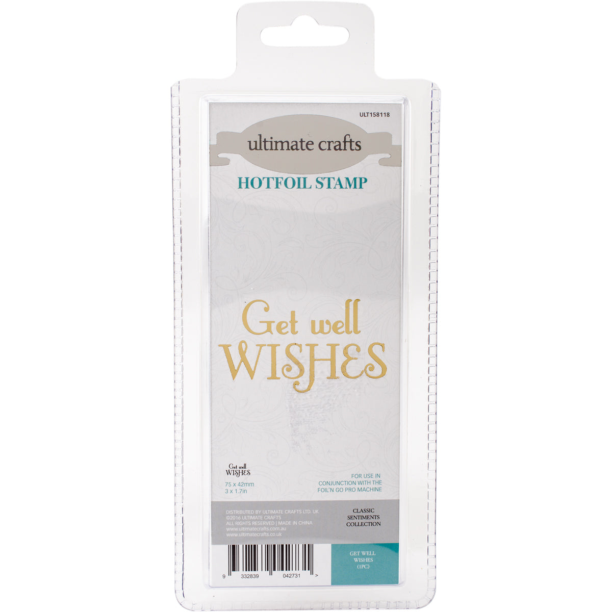 Artdeco Creations Ultimate Crafts Classic Sentiments Hotfoil Stamp 3"X1.7" - Get Well Wishes