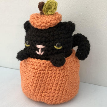 Crochet Cat in a Pumpkin