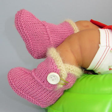 Baby Fur Trim One Button Booties (Bootees)