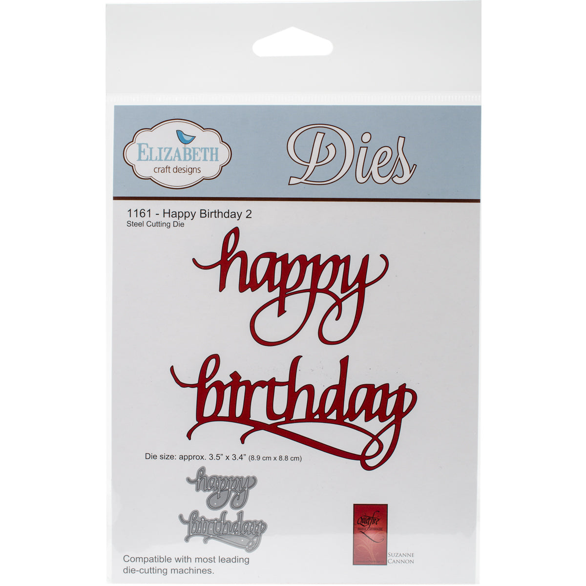 Elizabeth Craft Designs Elizabeth Craft Metal Die - Happy Birthday 2, 3.4"X3.5"