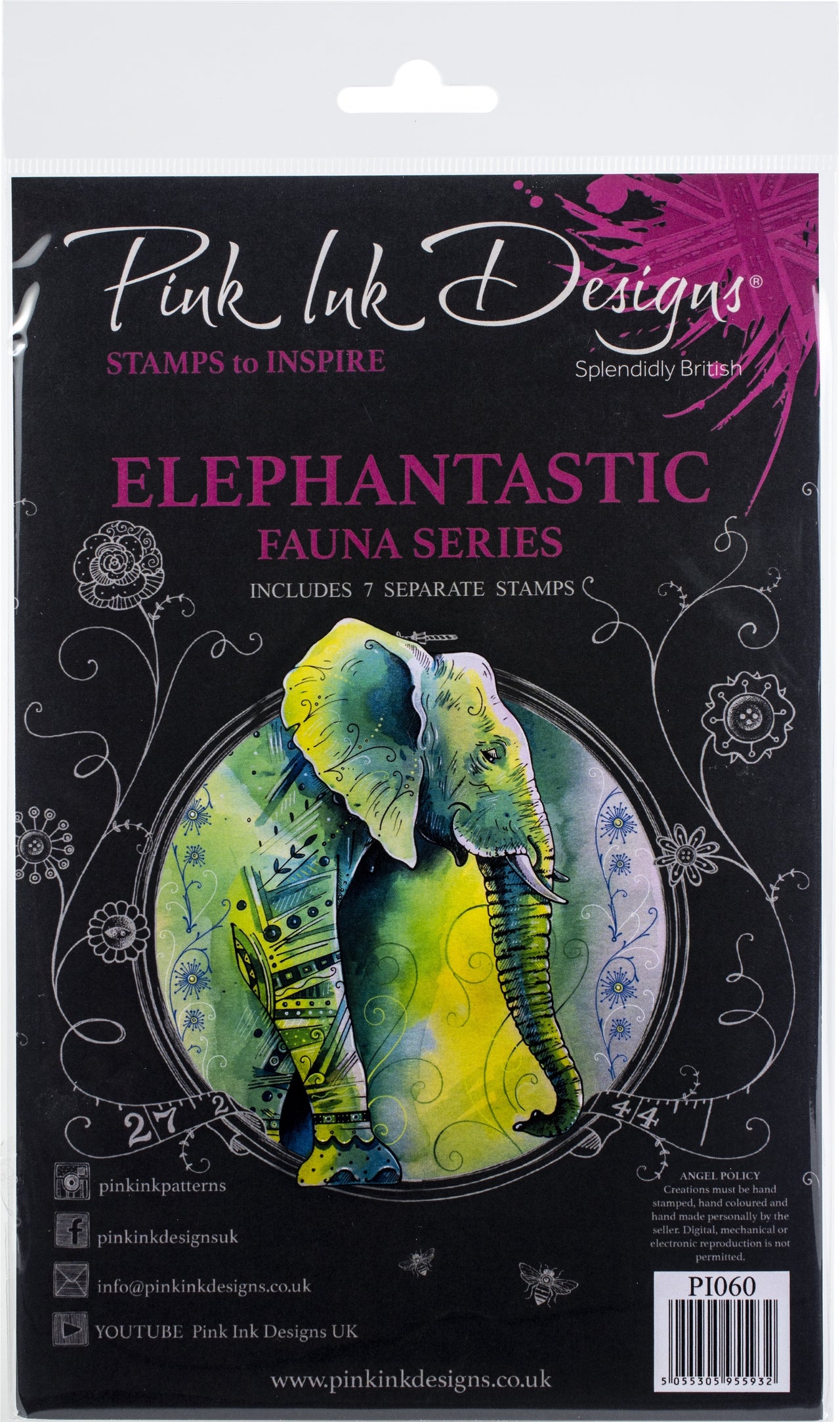 Creative Expressions Pink Ink Designs A5 Clear Stamp Set - Elephantastic