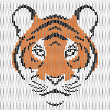 Tiger Portrait Knitting Chart