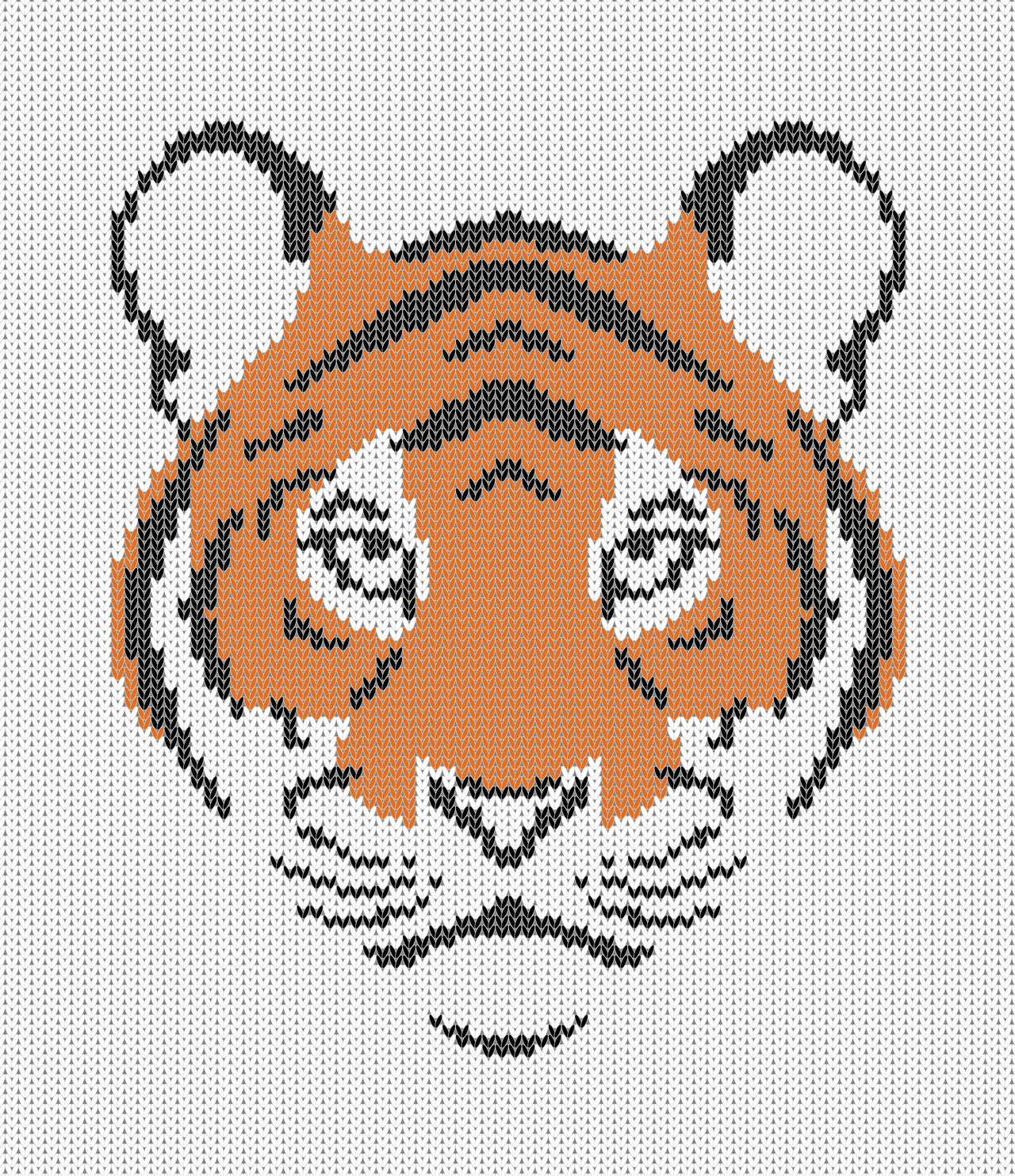Tiger Portrait Knitting Chart