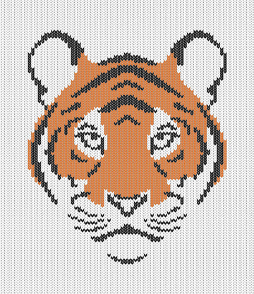 Tiger Portrait Knitting Chart
