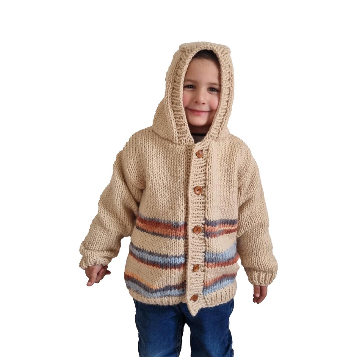 Chunky Striped Hooded Cardigan