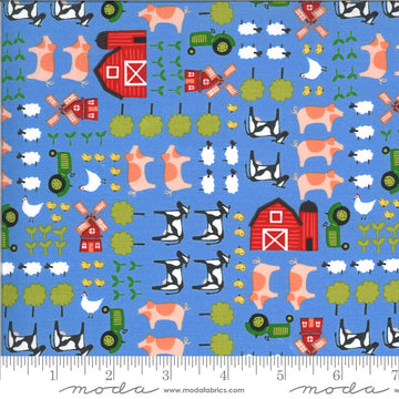 Moda Fabrics On The Farm - Blue Old MacDonald