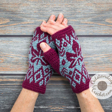 Star Leaf Mosaic Fingerless Gloves
