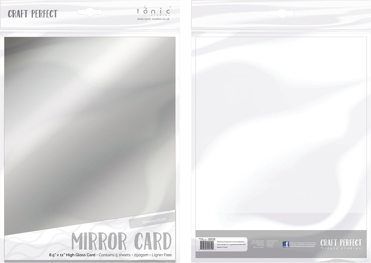 Tonic Studios Craft Perfect Mirror Cardstock 92lb 8.5"X11" 5/Pkg - Chrome Silver