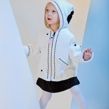 Polar Bear Baby Coat Hand Knitted with Crochet details