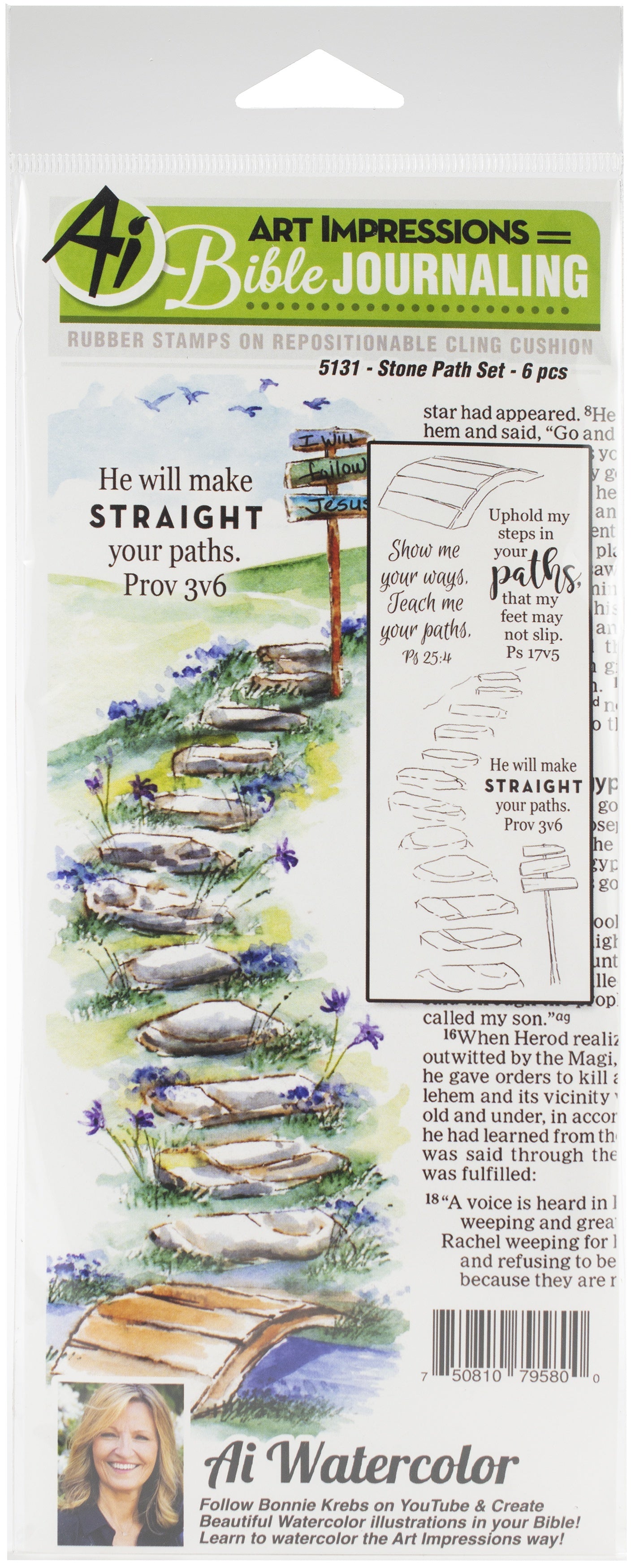 Art Impressions Bible Journaling Watercolor Rubber Stamps - Stone Path