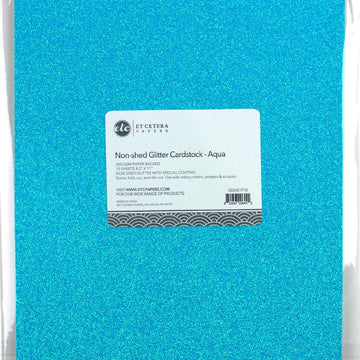 Arc Crafts ETC Papers Non-Shed Glitter Cardstock 8.5"X11" 10/Pkg - Aqua