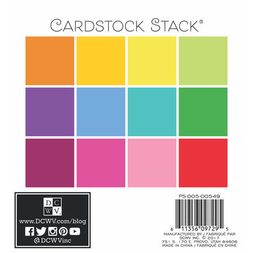 American Crafts DCWV Single-Sided Cardstock Stack 6"X6" 48/Pkg - Brights, 12 Solid Colors/4 Each