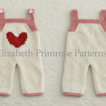 Heart Dungarees & Pinafore Set Knitting Pattern P133 | Dolls Clothes | Elizabeth Primrose Patterns