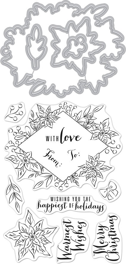 Hero Arts Stamp & Cut - Decorative Poinsettia Frame