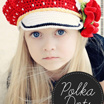 Polka Dots Crocheted Cap & Poppy Pin